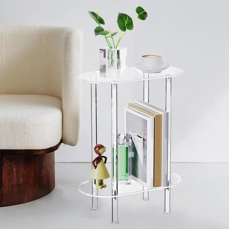 Mid-Century Acryl Beistelltisch „Crystal“ – Transparenter Design-Organizer & Nachttisch