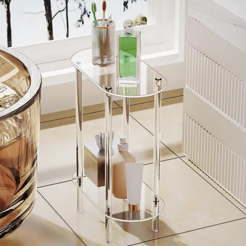 Mid-Century Acryl Beistelltisch „Crystal“ – Transparenter Design-Organizer & Nachttisch