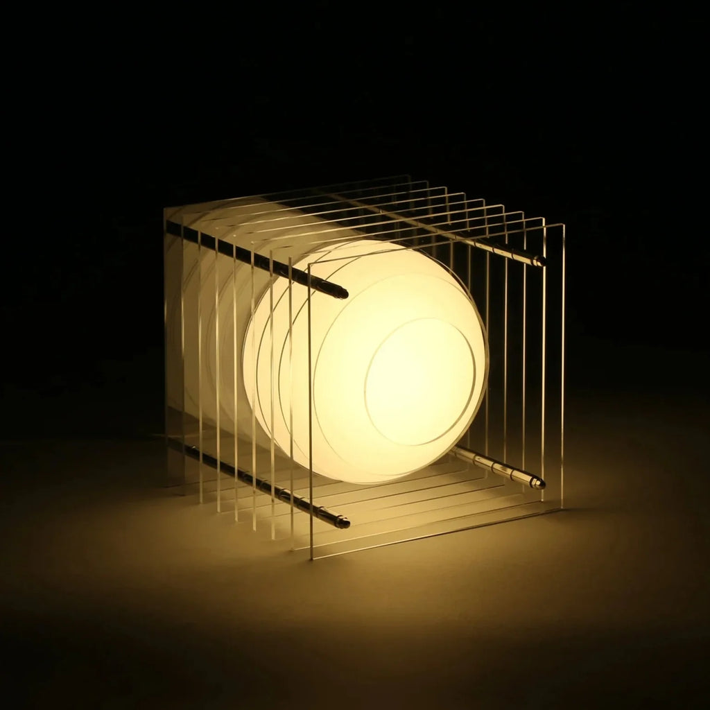 Space-Age Acryl-Tischleuchte „Orbit“ – Retro-Design Thousand Layer Lampe (15cm)