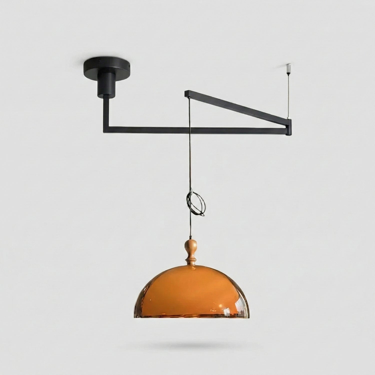 Mid-Century Retro Hängeleuchte „Amber Arc“ – Schwenkbare Designer-Pendelleuchte (Ø 35cm)