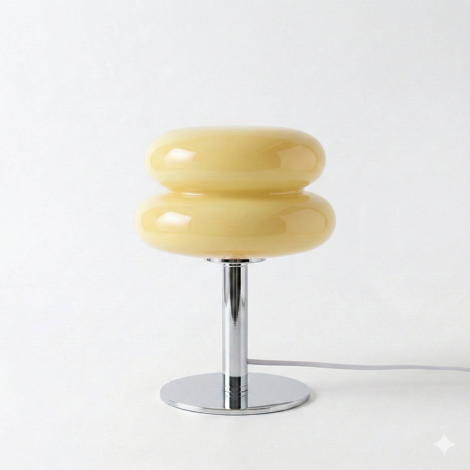 Mid-Century Glas-Tischleuchte „Lumina“ – Retro Pilz-Design in Chrom