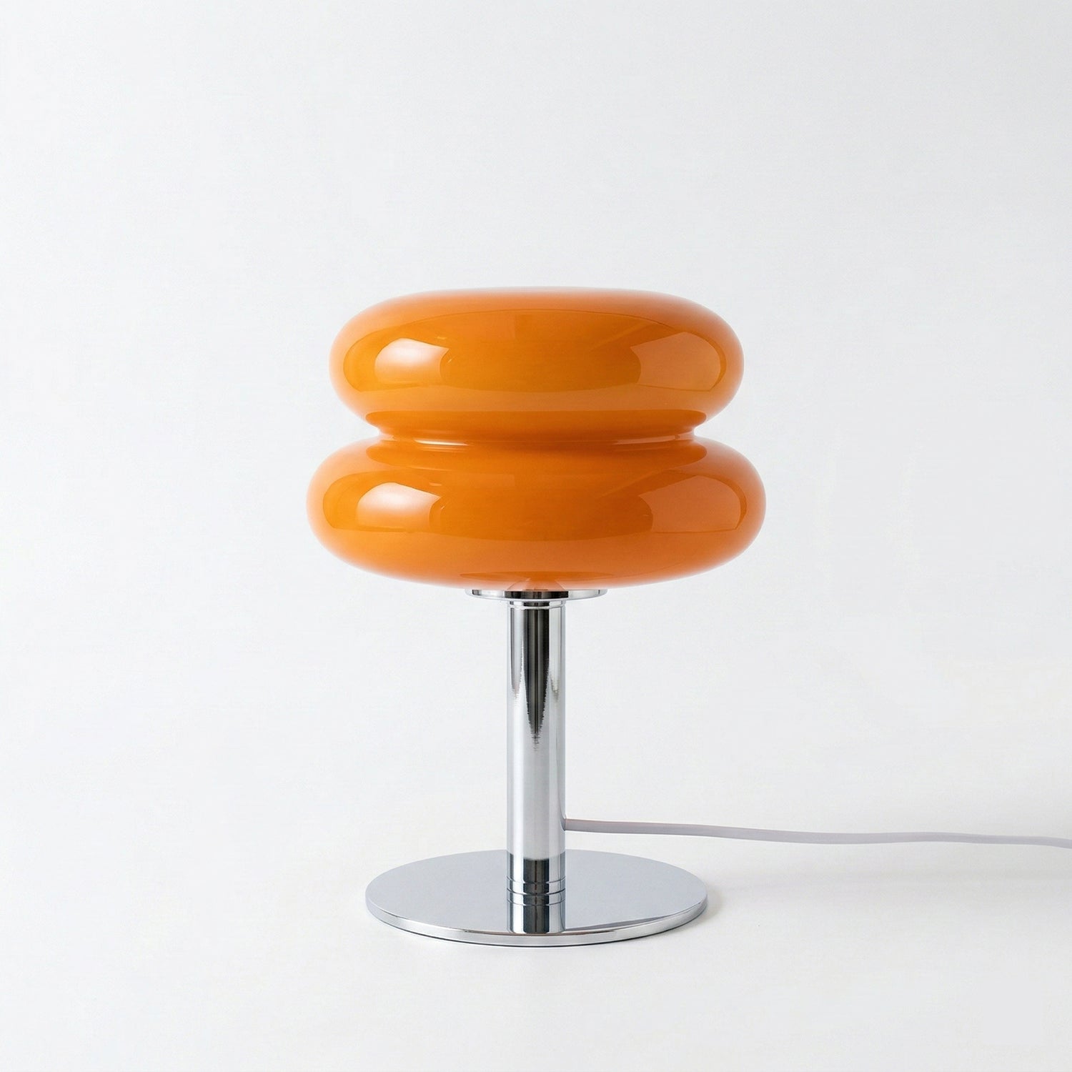 Mid-Century Glas-Tischleuchte „Lumina“ – Retro Pilz-Design in Chrom