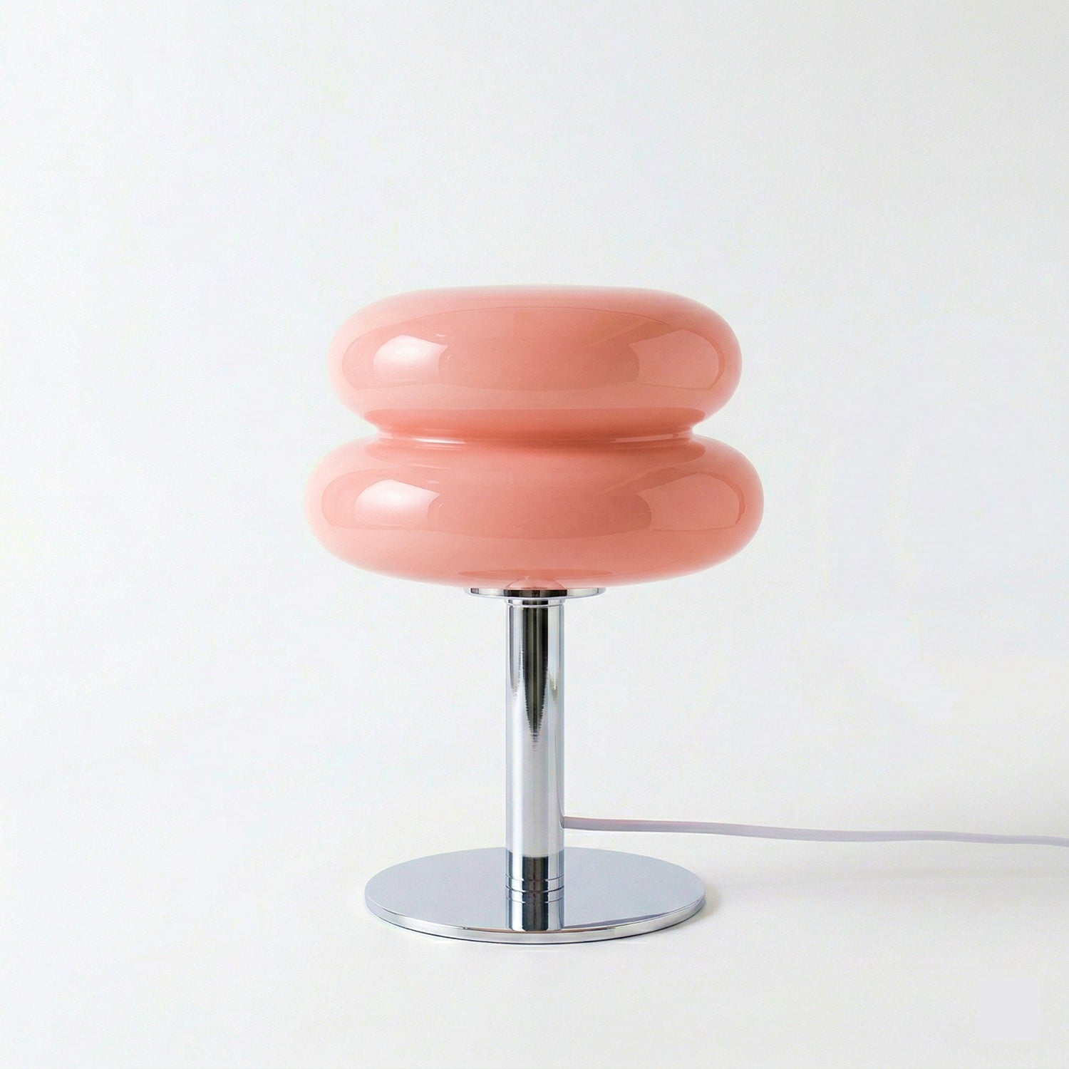 Mid-Century Glas-Tischleuchte „Lumina“ – Retro Pilz-Design in Chrom