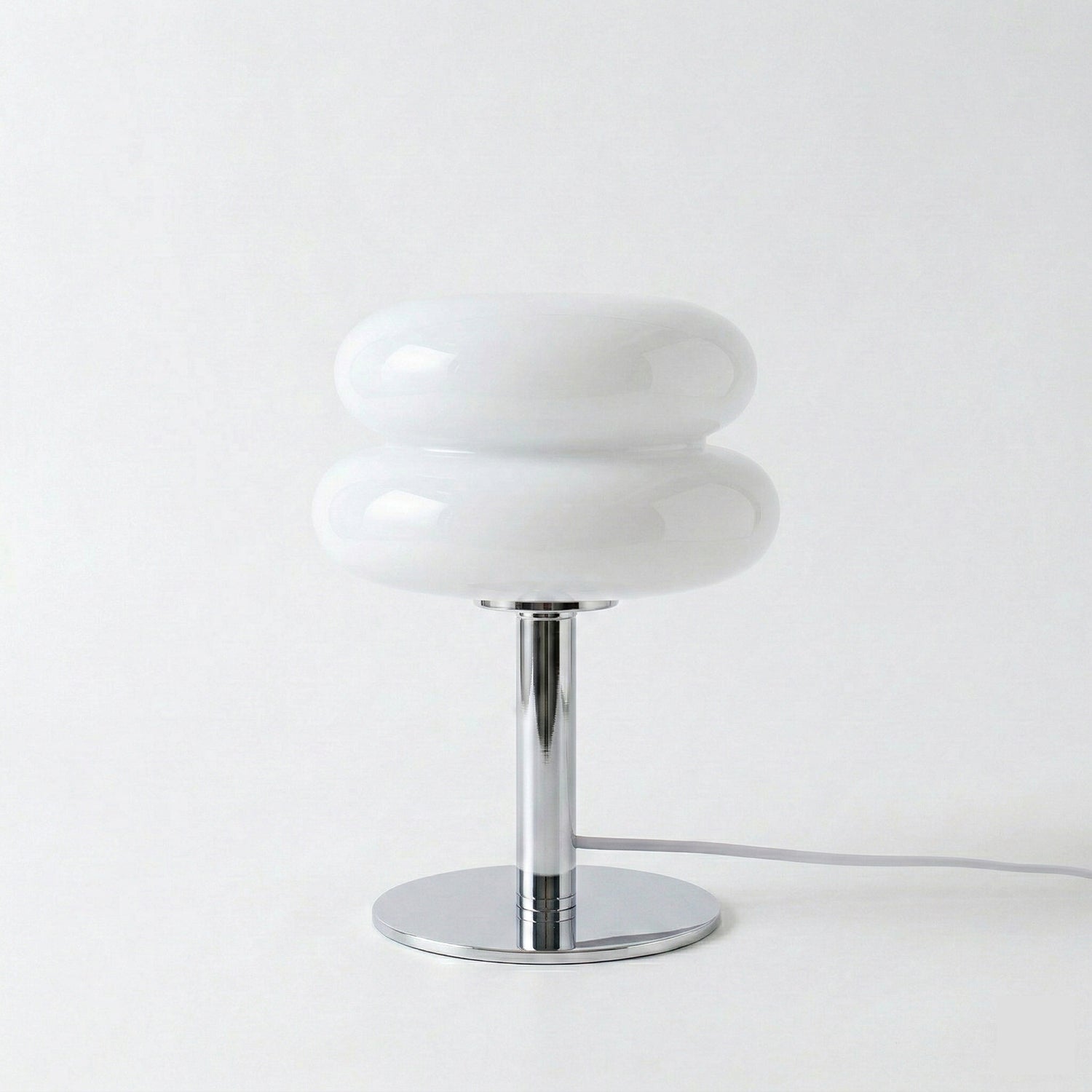 Mid-Century Glas-Tischleuchte „Lumina“ – Retro Pilz-Design in Chrom