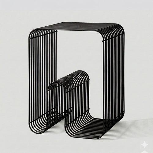 Design-Beistelltisch „S-Curve“ – Minimalistischer Edelstahl-Couchtisch