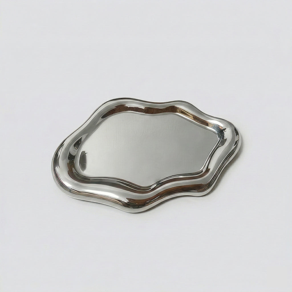 Mid-Century Design Schmuckschale „Liquid“ – Organisches Dekotablett in Silber
